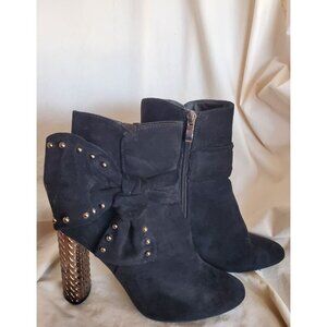 Summer Rio Bows Boots Womens Sz 7.5 Black Suede Heels
